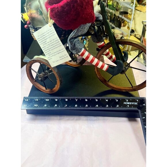 H.C. Accents Handmade Santa Figurine On Tricycle With Basket Of Festive Accents - Picture 9 of 10